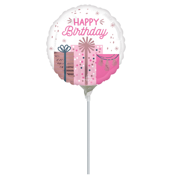 (image for) 9" Happy Birthday Presents Pastel Air Fill Foil Balloons