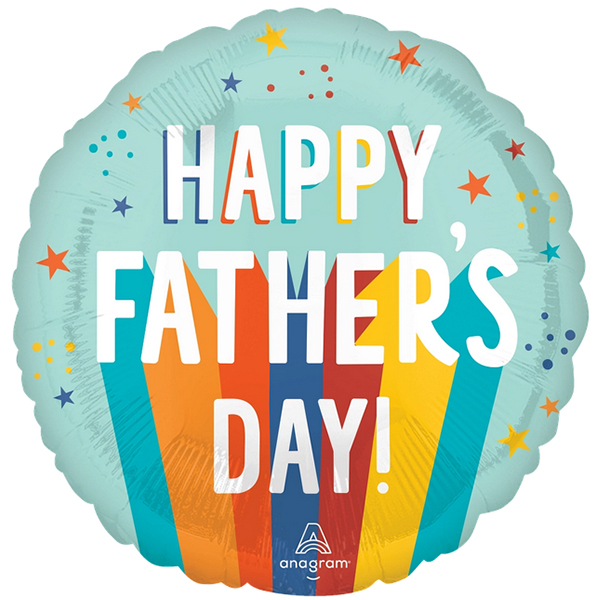 (image for) 18" Happy Fathers Day Stripes And Stars Foil Balloons