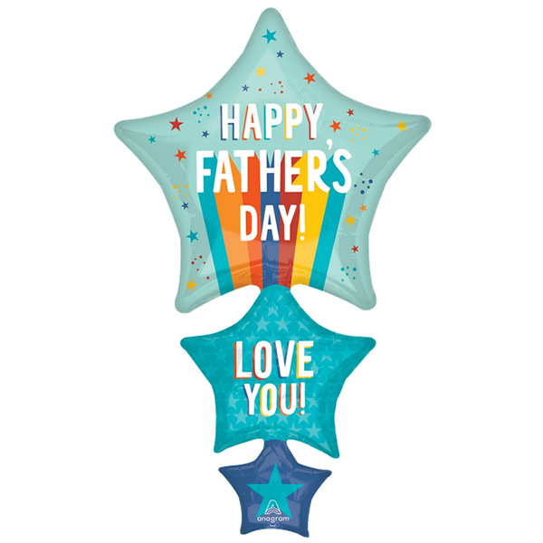 (image for) Happy Fathers Day Plyful Stripes Supershape Balloons