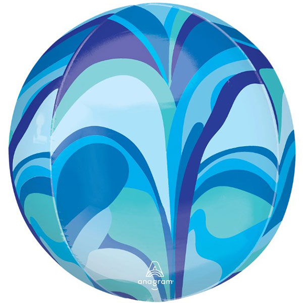 (image for) 15" Blue Macro Marble Orbz Foil Balloons