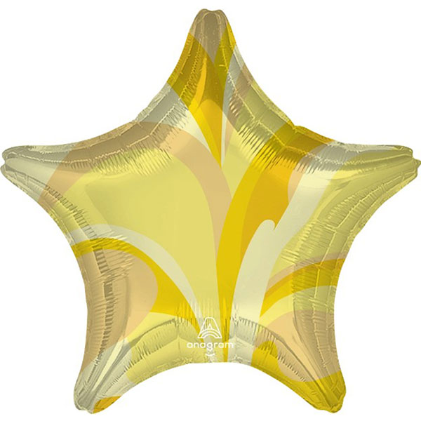 (image for) 19" Gold Macro Marble Star Shape Foil Balloons