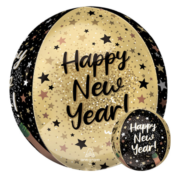 (image for) 15" Happy New Year Sparkle Orbz Foil Balloons