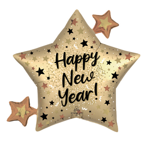 (image for) Satin Happy New Year Sparkle Supershape Balloons