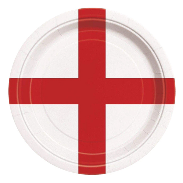 9" England Flag Round Dinner Paper Plates 8pk