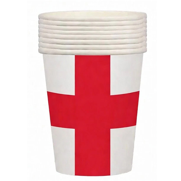 9oz England Flag Paper Cups 8pk