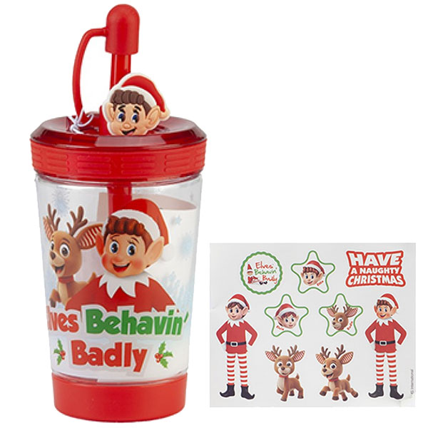 (image for) Elves Behavin Badly Drinking Cup With Straw & Stickers