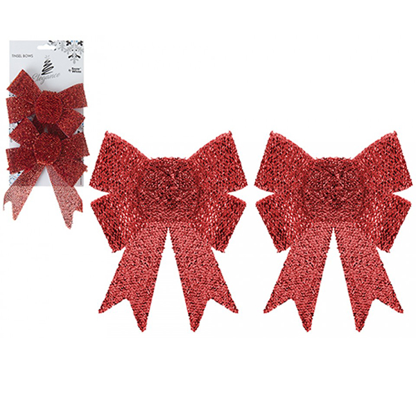 (image for) Red Tinsel Bow 2pk