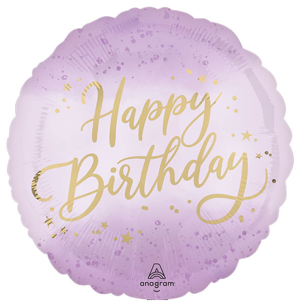 18" Happy Birthday Luxe Lavender Foil Balloons