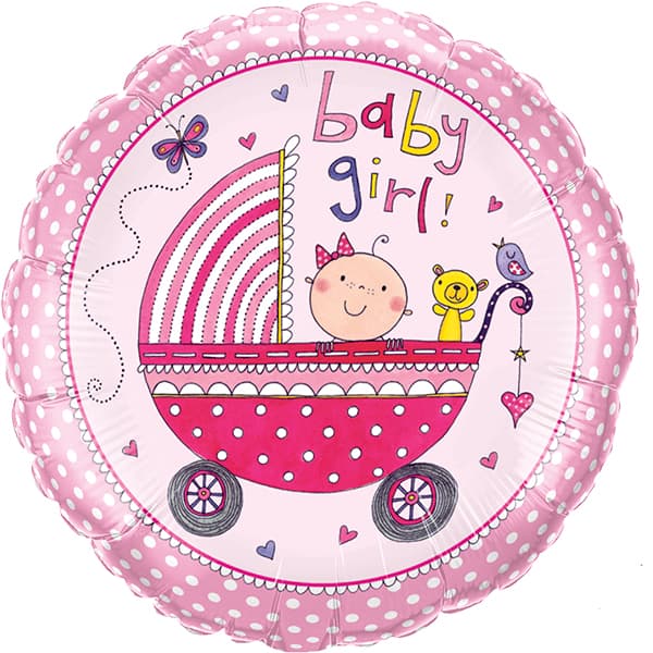 (image for) 18" Baby Girl Stroller Foil Balloons