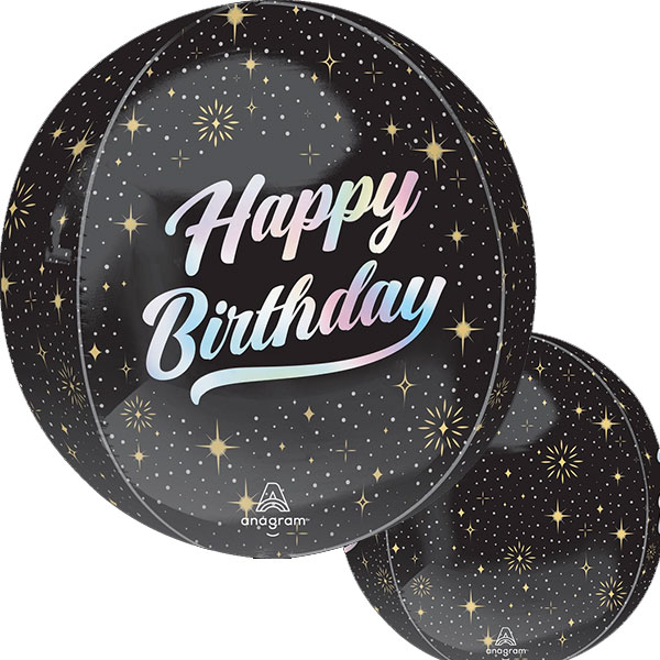 (image for) 15" Sparkling Happy Birthday Orbz Foil Balloons