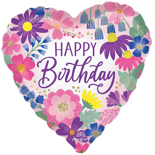 (image for) 18" Happy Birthday Garden Florals Foil Balloons