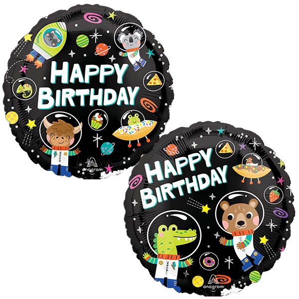18" Happy Birthday Cosmic Friends Foil Balloons