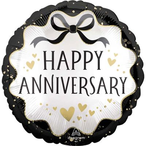 (image for) 18" Happy Anniversary Ribbon Satin Luxe Foil Balloons