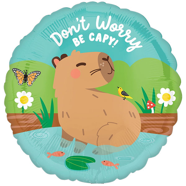 (image for) 18" Don't Worry Be Capy! Capybara Foil Balloons
