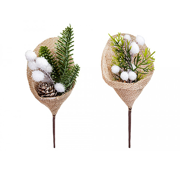 21cm White Berry Pine Pick Decorations