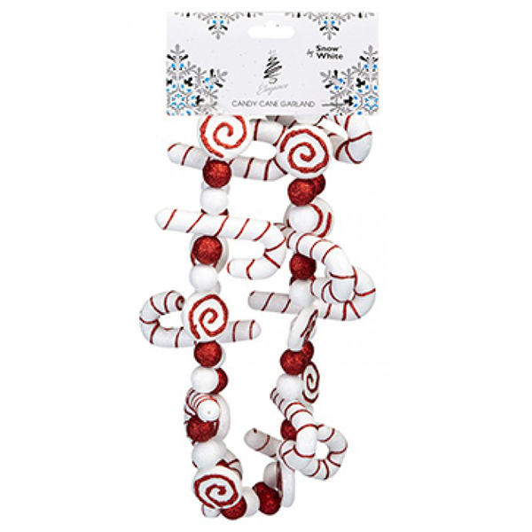(image for) 140cm White Candy Cane Garland Decoration
