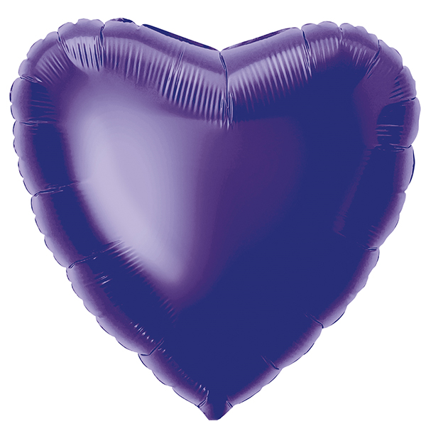 18" Deep Purple Heart Shape Foil Balloons Packaged