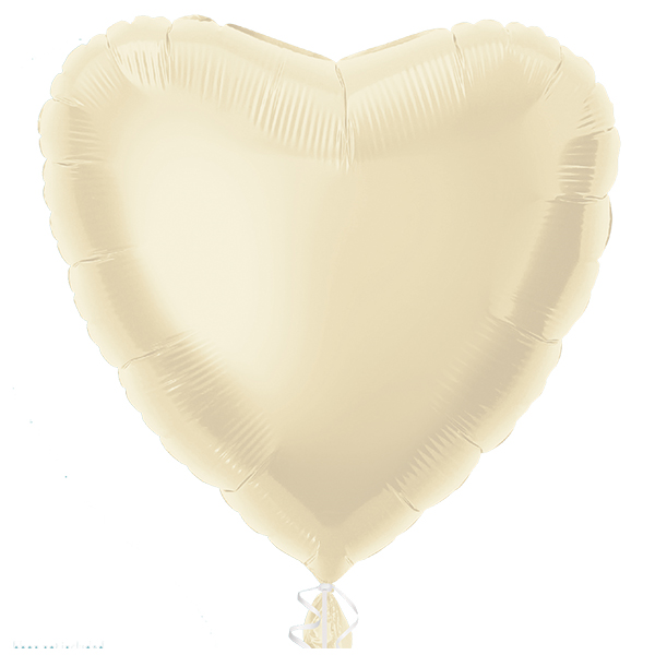 18" Metallic Ivory Heart Shape Foil Balloons Packaged