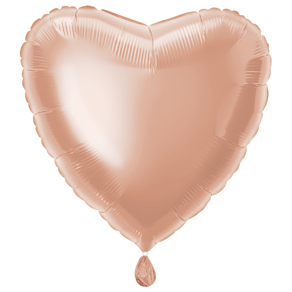 18" Metallic Rose Gold Heart Shape Foil Balloons Packaged