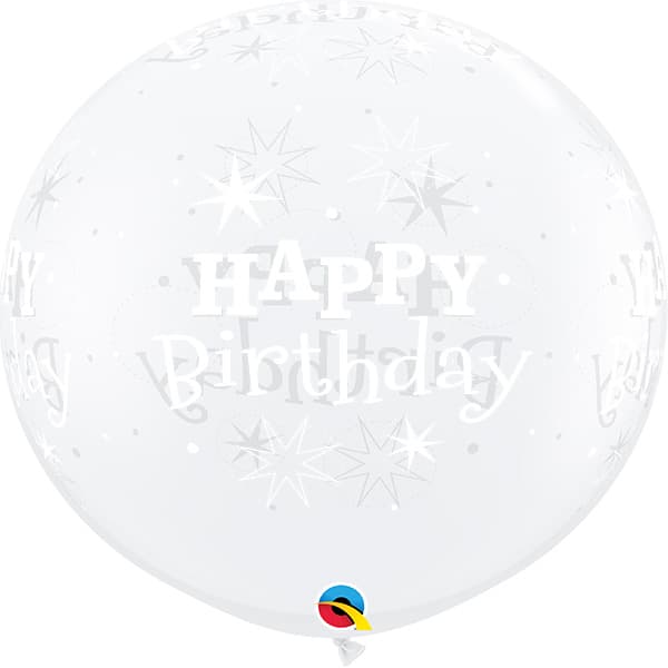 (image for) 3ft Diamond Clear Birthday Sparkle A Round Latex Balloons 2pk