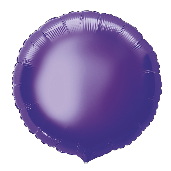 18" Deep Purple Round Foil Balloons Packaged