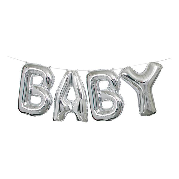 (image for) 14" Silver Baby Balloons Banner Kit