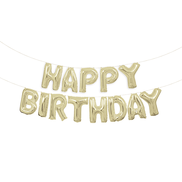 (image for) 14" Happy Birthday Champagne Gold Letter Balloons Banner Kit