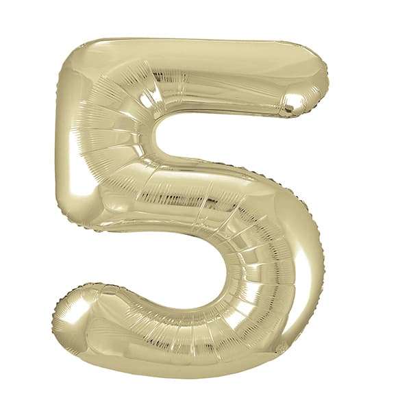 (image for) 34" Unique Champagne Gold Number 5 Supershape Balloons