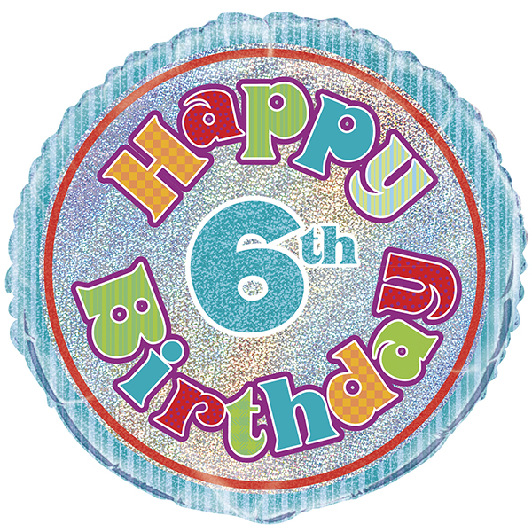 (image for) 18" Happy 6th Birthday Prism Foil Balloons