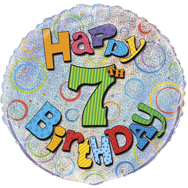 (image for) 18" Happy 7th Birthday Prism Foil Balloons