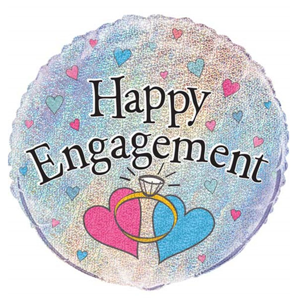 18" Happy Engagement Prismatic Foil Balloons