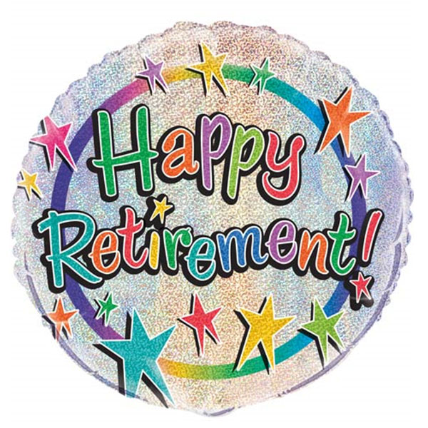 18" Happy Retirement Prismatic Foil Balloon