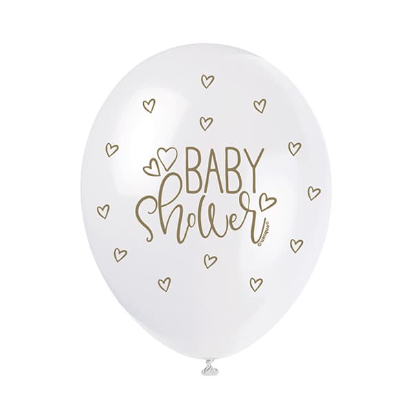 (image for) 12" Gold Baby Shower Latex Balloons 5pk