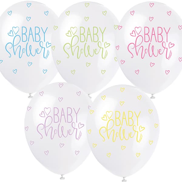 (image for) 12" Pastel Assorted Baby Shower Latex Balloons 5pk