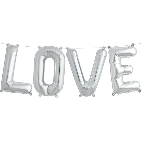 (image for) 16" Silver LOVE Air Fill Balloons Banner