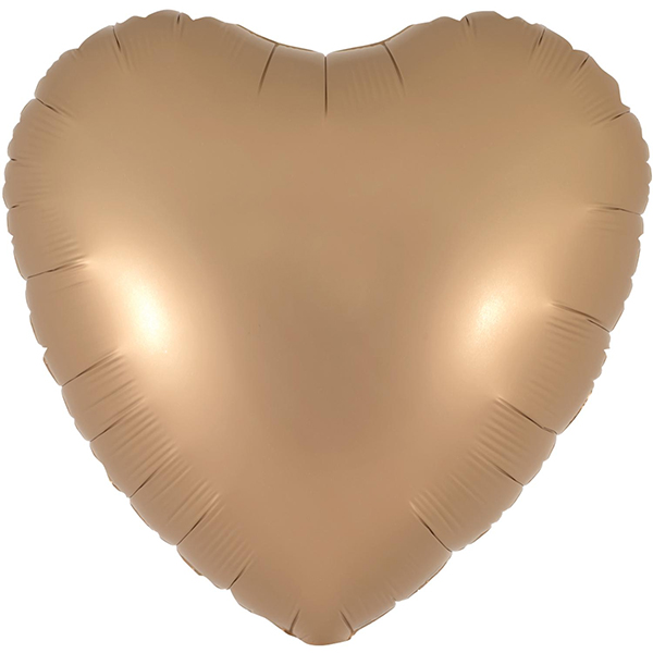18" Satin Latte Heart Shaped Foil Balloons Packaged