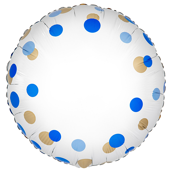 (image for) 18" Blue Gold Confetti Dots No Message Foil Balloons