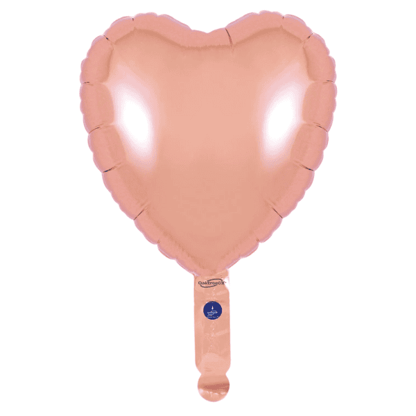 (image for) 9" Rose Gold Heart Self Sealing Foil Balloons 5pk