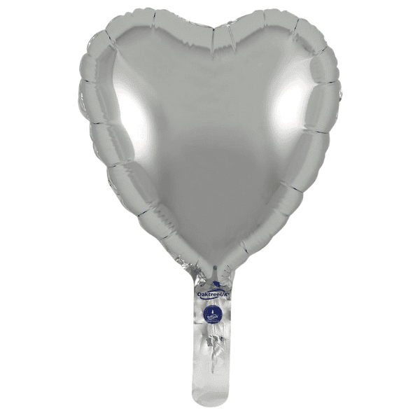 (image for) 9" Silver Heart Self Sealing Foil Balloons 5pk