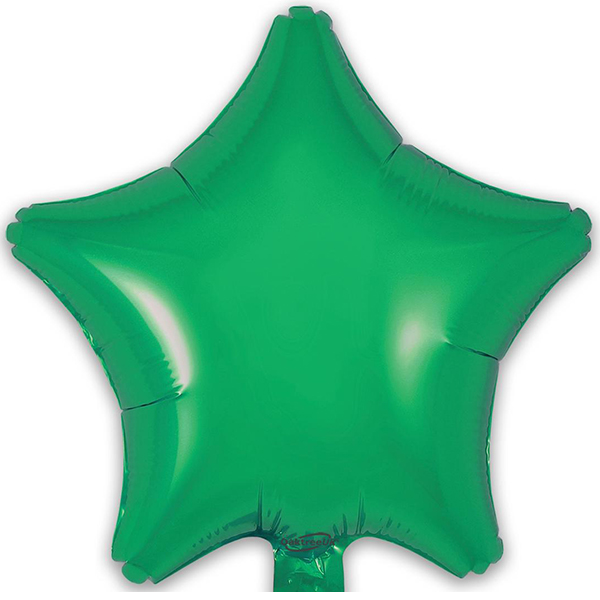 9" Green Star Self Sealing Foil Balloons 5pk