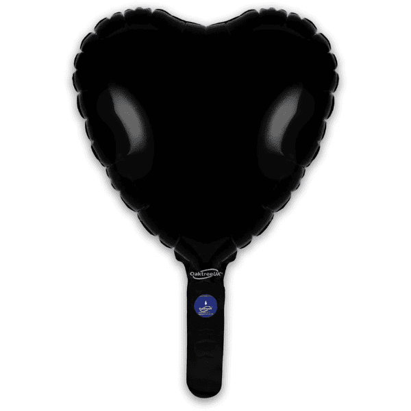 (image for) 9" Black Heart Self Sealing Foil Balloons 5pk