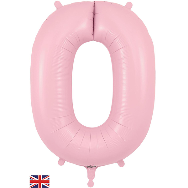 (image for) 34" Oaktree Matte Pink Number 0 Shape Balloon