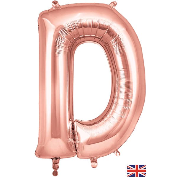 (image for) Oaktree Rose Gold Letter D Shape Balloons