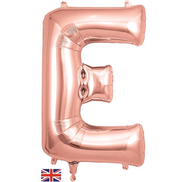 (image for) Oaktree Rose Gold Letter E Shape Balloons