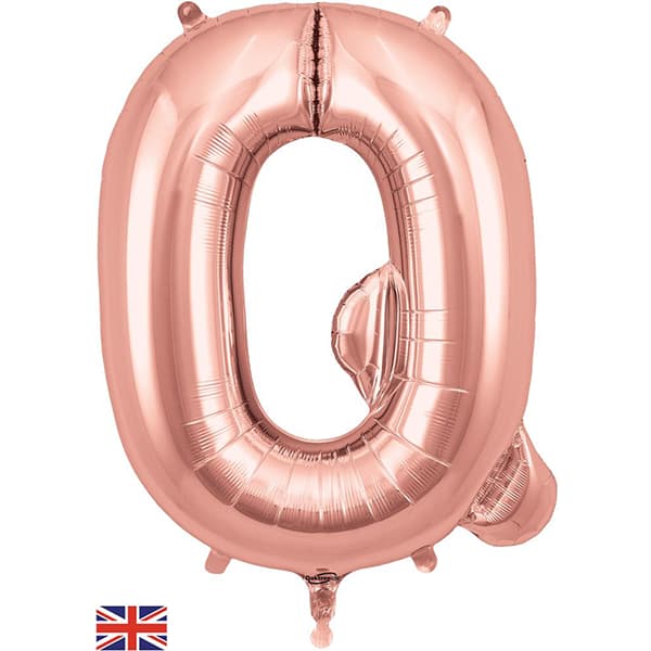 (image for) Oaktree Rose Gold Letter Q Shape Balloons