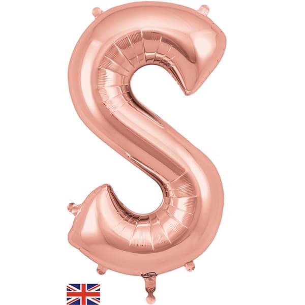 (image for) Oaktree Rose Gold Letter S Shape Balloons