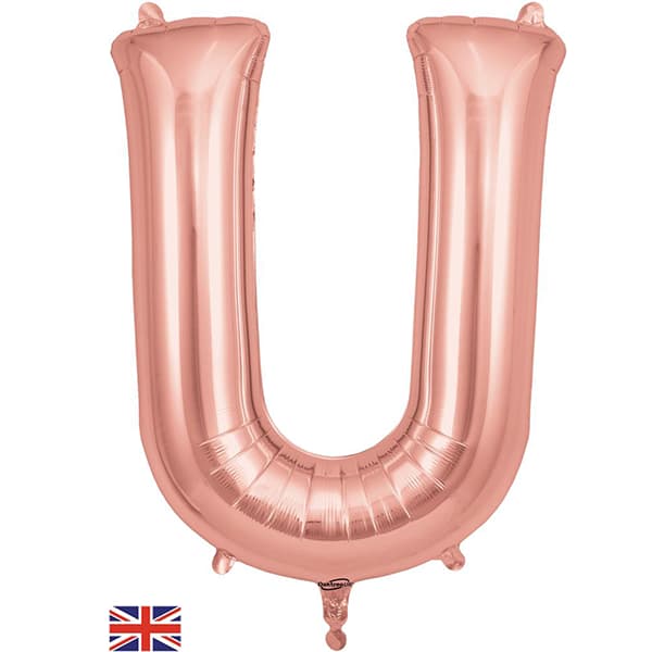 (image for) Oaktree Rose Gold Letter U Shape Balloons