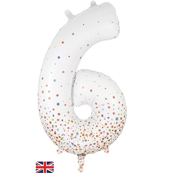 (image for) Rose Gold Sparkling Fizz Number 6 Shape Balloons