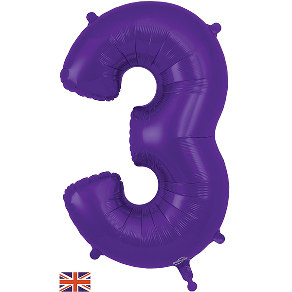 (image for) 34" Oaktree Purple Number 3 Shape Balloons