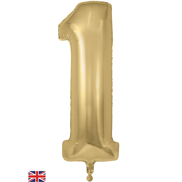 (image for) Oaktree 34" Gold Silk Number 1 Shape Balloons